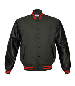 Superb Genuine Black Leather Sleeve Letterman College Varsity Kid Wool Jackets #BSL-RSTR-BB