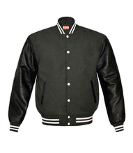 Load image into Gallery viewer, Superb Genuine Black Leather Sleeve Letterman College Varsity Men Wool Jackets #BSL-WSTR-WB