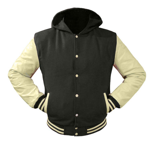 Superb Genuine Cream Leather Sleeve Letterman College Varsity Women Wool Jackets #CRSL-CRSTR-CRB-H