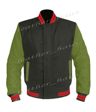 Load image into Gallery viewer, Original American Varsity Green Leather Sleeve Letterman College Baseball Men Wool Jackets #GRSL-RSTR-BZ