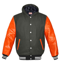 Load image into Gallery viewer, Superb Orange Leather Sleeve Original American Varsity Letterman College Baseball Kid Wool Hoodie Jackets #ORSL-WSTR-WB-H-BBand