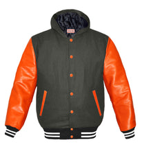 Load image into Gallery viewer, Superb Orange Leather Sleeve Original American Varsity Letterman College Baseball Women Wool Hoodie Jackets #ORSL-WSTR-OB-H-BBand