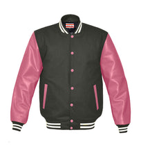 Load image into Gallery viewer, Superb Genuine Pink Leather Sleeve Letterman College Varsity Men Wool Jackets #PKSL-WSTR-PKB