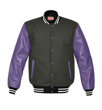 Load image into Gallery viewer, Original American Varsity Real Purple Leather Letterman College Baseball Kid Wool Jackets #PRSL-WSTR-PRB-BBand