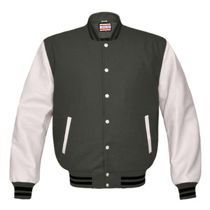 Superb Genuine White Leather Sleeve Letterman College Varsity Men Wool Jackets #WSL-BSTR-WB