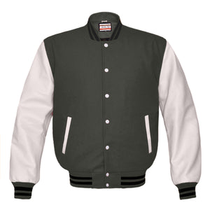 Superb Genuine White Leather Sleeve Letterman College Varsity Kid Wool Jackets #WSL-BSTR-WB