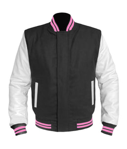 Original American Varsity White Leather Sleeve Letterman College Baseball Women Wool Jackets #WSL-PKSTR-BZ