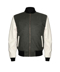 Original American Varsity Real White Leather Letterman College Baseball Men Wool Jackets #WSL-ZIP-BBand