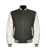 Load image into Gallery viewer, Original American Varsity Real White Leather Letterman College Baseball Women Wool Jackets #WSL-WSTR-ZIP