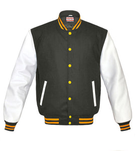 Superb Genuine White Leather Sleeve Letterman College Varsity Men Wool Jackets #WSL-YSTR-YB