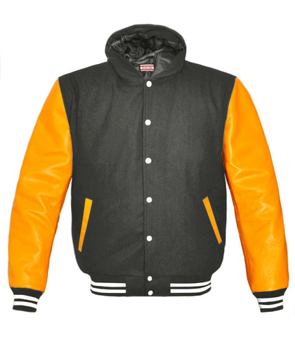 Superb Genuine Yellow Leather Sleeve Letterman College Varsity Men Wool Jackets #YSL-WSTR-WB-H