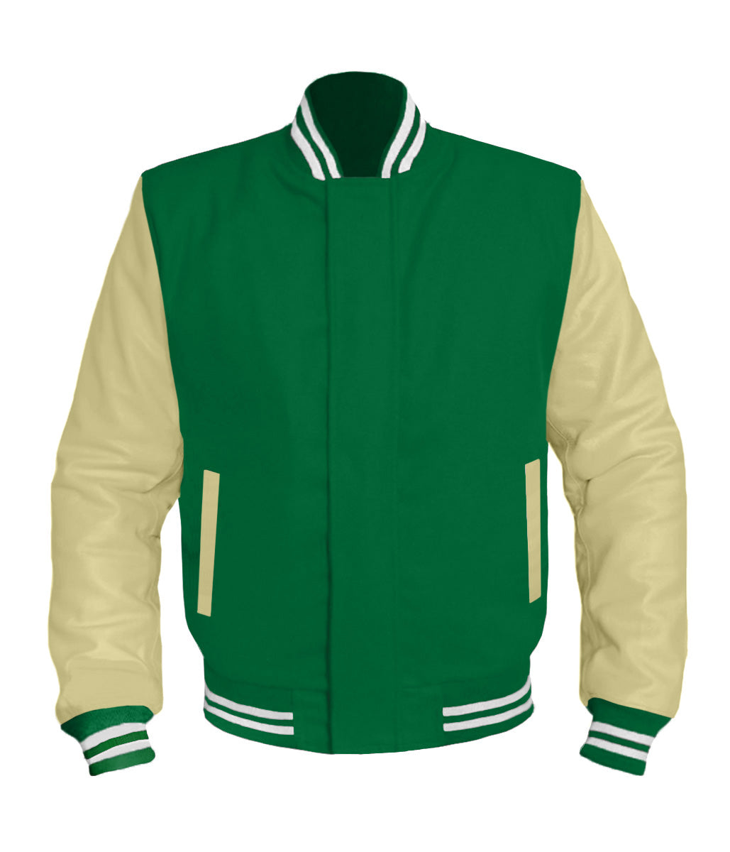 Green-Black Baseball Jacket Varsity Letterman Jackets Genuine Leather  Sleeves & Original Wool (XS, Green-Black) at  Men's Clothing store