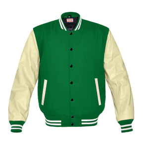 Superb Genuine Cream Leather Sleeve Letterman College Varsity Kid Wool Jackets #CRSL-WSTR-BB