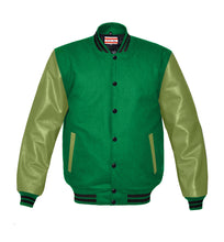 Load image into Gallery viewer, Original American Varsity Green Leather Sleeve Letterman College Baseball Women Wool Jackets #GRSL-BSTR-BB