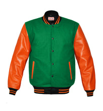 Load image into Gallery viewer, Original American Varsity Real Orange Leather Letterman College Baseball Women Wool Jackets #ORSL-ORSTR-BB-BBand