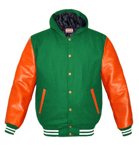 Superb Genuine Orange Leather Sleeve Letterman College Varsity Kid Wool Jackets #ORSL-WSTR-OB-H