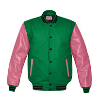 Load image into Gallery viewer, Superb Genuine Pink Leather Sleeve Letterman College Varsity Men Wool Jackets #PKSL-BSTR-BB