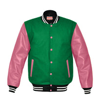 Load image into Gallery viewer, Original American Varsity Real Pink Leather Letterman College Baseball Kid Wool Jackets #PKSL-WSTR-PKB-BBand