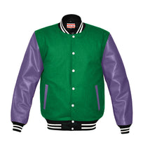 Load image into Gallery viewer, Original American Varsity Real Purple Leather Letterman College Baseball Kid Wool Jackets #PRSL-WSTR-WB-BBand