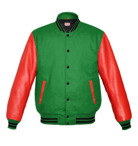 Original American Varsity Real Red Leather Letterman College Baseball Men Wool Jackets #RSL-BSTR-BB