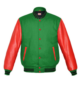 Original American Varsity Real Red Leather Letterman College Baseball Men Wool Jackets #RSL-BSTR-RB