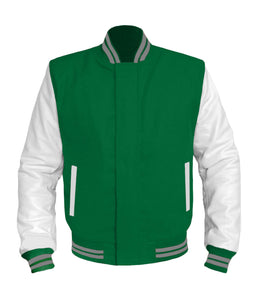 Original American Varsity White Leather Sleeve Letterman College Baseball Men Wool Jackets #WSL-GYSTR-BZ