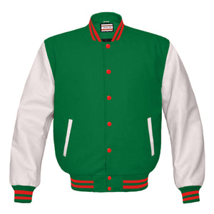 Superb Genuine White Leather Sleeve Letterman College Varsity Kid Wool Jackets #WSL-RSTR-RB