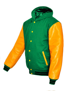 Superb Genuine Yellow Leather Sleeve Letterman College Varsity Kid Wool Jackets #YSL-BSTR-YB-H
