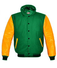 Load image into Gallery viewer, Superb Genuine Yellow Leather Sleeve Letterman College Varsity Kid Wool Jackets #YSL-BSTR-BB-H