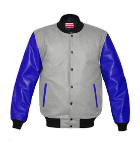 Original American Varsity Real Blue Leather Letterman College Baseball Kid Wool Jackets #BLSL-BB-BBand