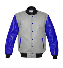 Load image into Gallery viewer, Original American Varsity Real Blue Leather Letterman College Baseball Men Wool Jackets #BLSL-BLB-BBand