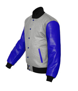 Original American Varsity Real Blue Leather Letterman College Baseball Men Wool Jackets #BLSL-BLB-BBand