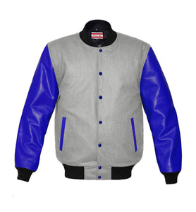 Original American Varsity Real Blue Leather Letterman College Baseball Men Wool Jackets #BLSL-BLB-BBand