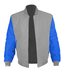 Original American Varsity Blue Leather Sleeve Letterman College Baseball Men Wool Jackets #BLSL-GYSTR-BZ