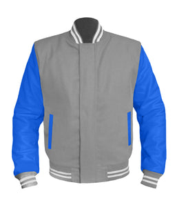 Original American Varsity Blue Leather Sleeve Letterman College Baseball Kid Wool Jackets #BLSL-WSTR-BZ