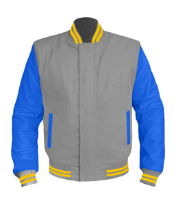 Original American Varsity Blue Leather Sleeve Letterman College Baseball Kid Wool Jackets #BLSL-YSTR-BZ