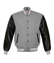 Load image into Gallery viewer, Superb Genuine Black Leather Sleeve Letterman College Varsity Men Wool Jackets #BSL-WSTR-BB