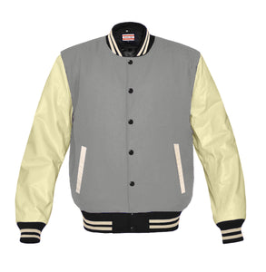 Original American Varsity Real Cream Leather Letterman College Baseball Men Wool Jackets #CRSL-CRSTR-BB-BBAND