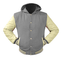 Load image into Gallery viewer, Superb Genuine Cream Leather Sleeve Letterman College Varsity Kid Wool Jackets #CRSL-CRSTR-CRB-H