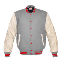 Load image into Gallery viewer, Superb Genuine Cream Leather Sleeve Letterman College Varsity Men Wool Jackets #CRSL-RSTR-RB