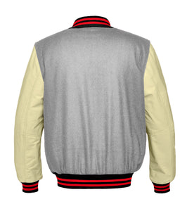 Original American Varsity Real Cream Leather Letterman College Baseball Women Wool Jackets #CRSL-RSTR-CB-Bband