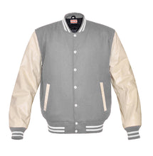 Load image into Gallery viewer, Superb Genuine Cream Leather Sleeve Letterman College Varsity Men Wool Jackets #CRSL-WSTR-WB