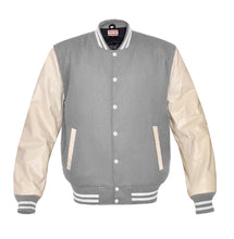 Load image into Gallery viewer, Superb Genuine Cream Leather Sleeve Letterman College Varsity Women Wool Jackets #CRSL-WSTR-WB