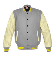 Load image into Gallery viewer, Superb Genuine Cream Leather Sleeve Letterman College Varsity Men Wool Jackets #CRSL-YSTR-BB