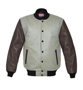 Original American Varsity Dark Brown Leather Sleeve Letterman College Baseball Men Wool Jackets #DBRSL-BSTR-BB_BBand