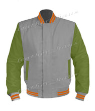 Load image into Gallery viewer, Original American Varsity Green Leather Sleeve Letterman College Baseball Women Wool Jackets #GRSL-ORSTR-BZ