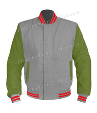 Load image into Gallery viewer, Original American Varsity Green Leather Sleeve Letterman College Baseball Men Wool Jackets #GRSL-RSTR-BZ