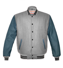 Load image into Gallery viewer, Superb Genuine Grey Leather Sleeve Letterman College Varsity Men Wool Jackets #GYSL-BSTR-BB