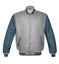 Load image into Gallery viewer, Superb Genuine Grey Leather Sleeve Letterman College Varsity Kid Wool Jackets #GYSL-BSTR-GYB
