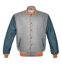 Load image into Gallery viewer, Superb Genuine Grey Leather Sleeve Letterman College Varsity Kid Wool Jackets #GYSL-ORSTR-OB
